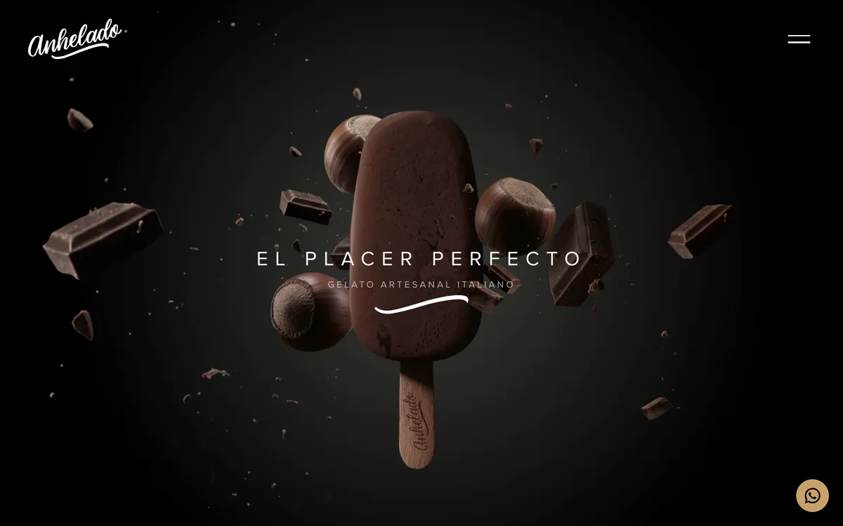 Home page of an ice cream brand's site