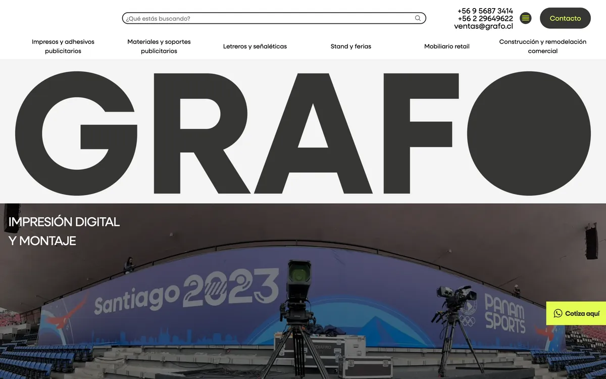 Home page of a printing and installation company's site