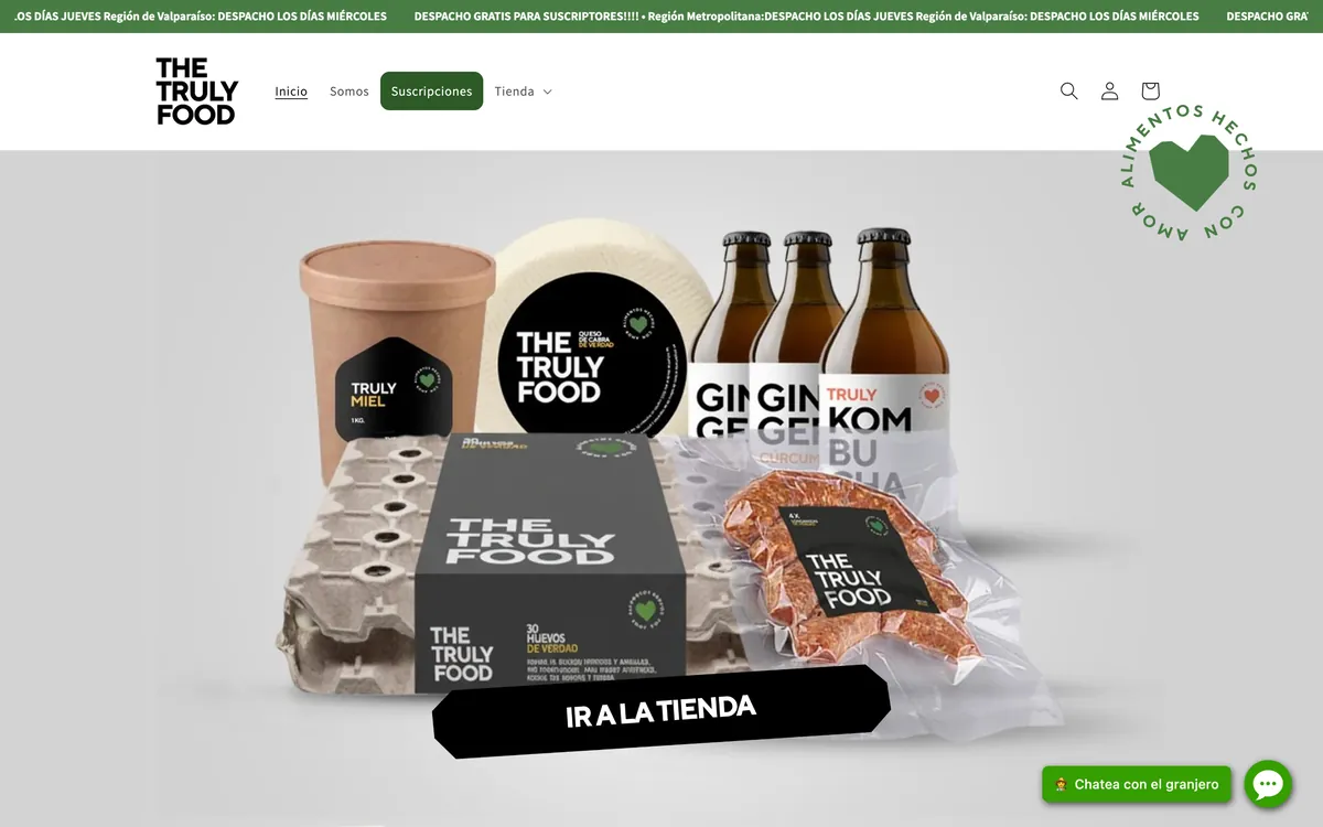 Home page of an artisan food producer's online store