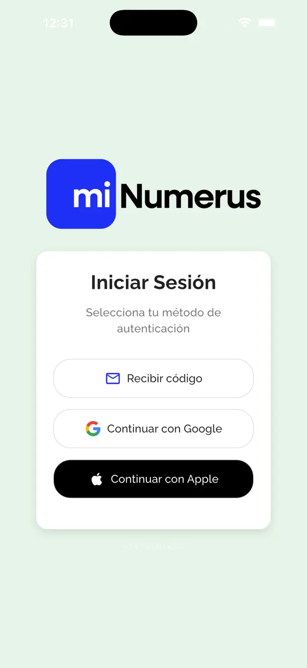 Mi Numerus - Inicio de sesión