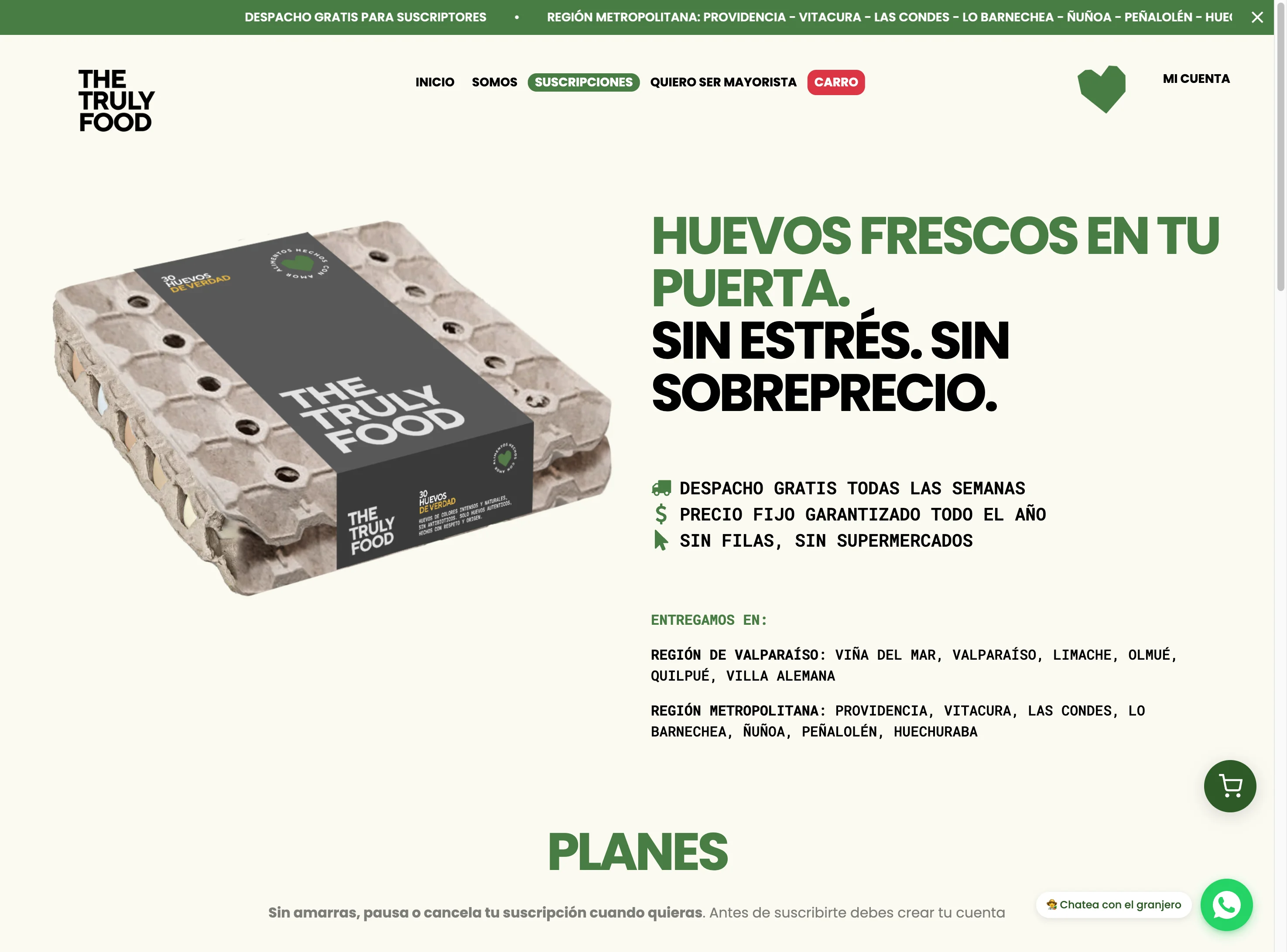 The Truly Food - Planes de suscripción